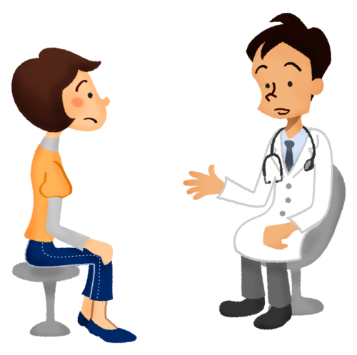 Woman receiving a medical consultation with doctor clipart