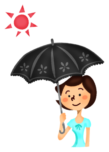 Woman with black UV umbrella clipart