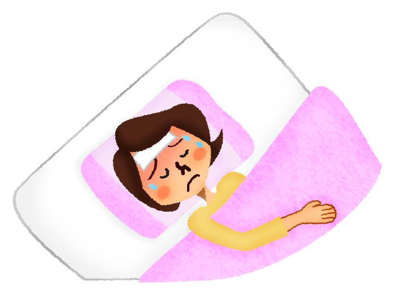 Free Clipart of Sick woman in bed