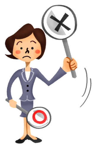 Businesswoman holding signboard of “Wrong” mark clipart