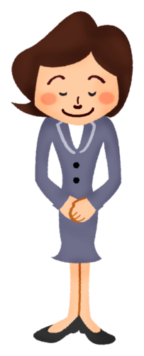 Businesswoman bowing to apologize clipart