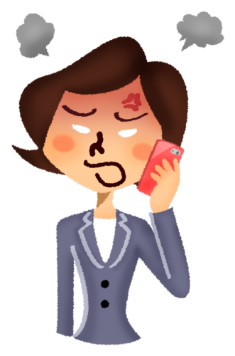 Angry businesswoman talking on cell phone clipart