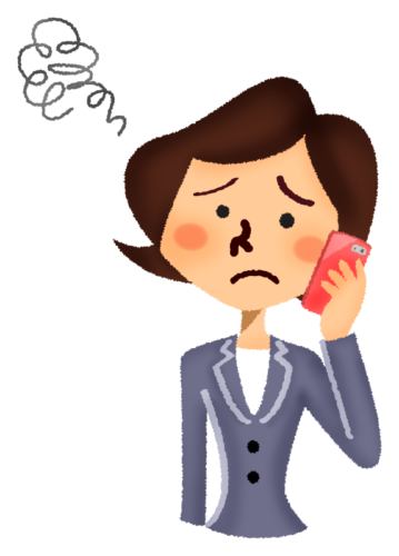 Annoyed businesswoman talking on cell phone clipart
