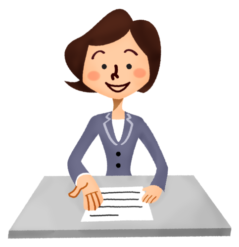 Businesswoman showing a contract clipart
