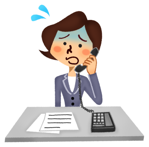 Panicked businesswoman talking on the phone clipart