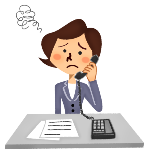 Annoyed businesswoman talking on the phone clipart