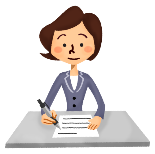 Businesswoman writing document clipart