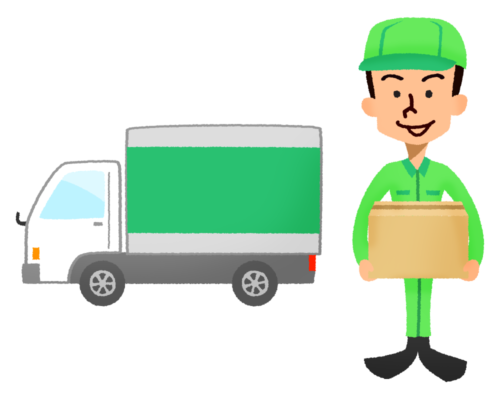 delivery man and truck clipart