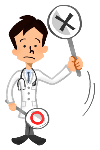 Doctor holding signboard of “Wrong” mark clipart