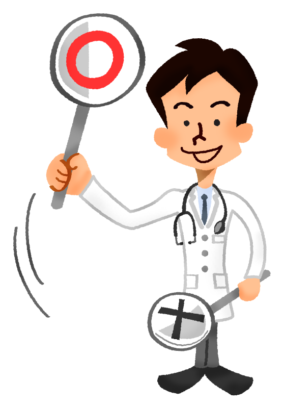 Free Clipart of Doctor holding signboard of “Correct” mark