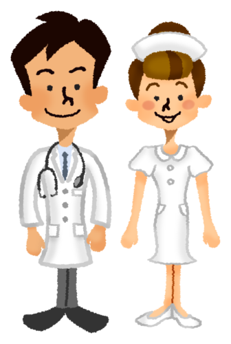 Doctor and nurse smiling clipart