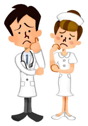 Worried doctor and nurse clipart