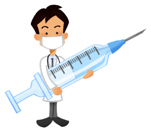 doctor wearing surgical mask and syringe clipart