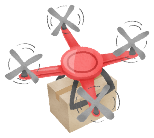 Drone carrying delivery box clipart