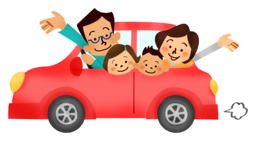 Family driving in car clipart