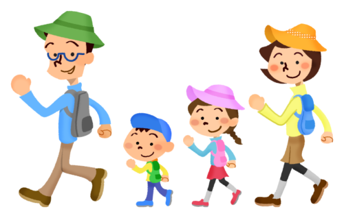 Family hiking clipart