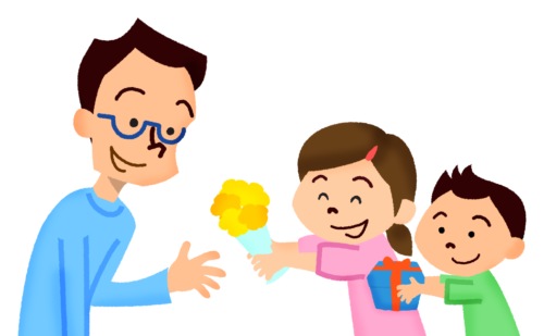 Father’s Day (Children giving gift to dad) clipart