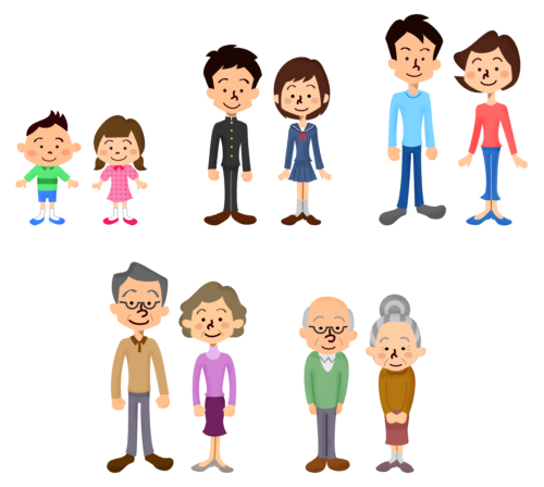 multi generations of people clipart