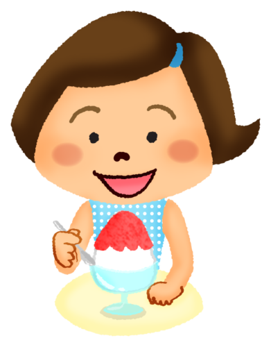 Girl eating shave ice clipart