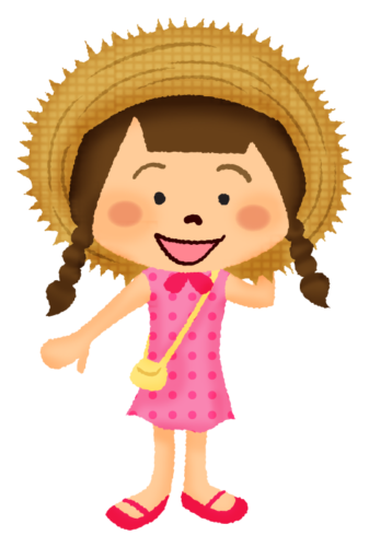 Girl in straw hat clipart