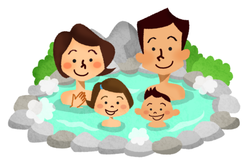 Family in hot spring clipart