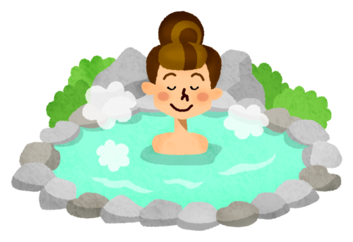 Woman in hot spring clipart