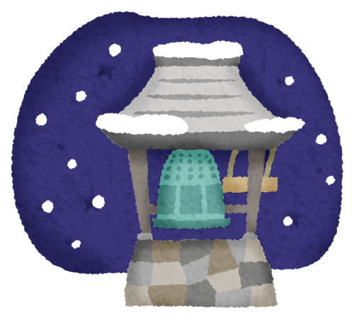 Joya no kane / New year’s eve bell (in the snow) clipart