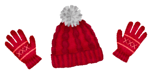 Knitted gloves and cap clipart