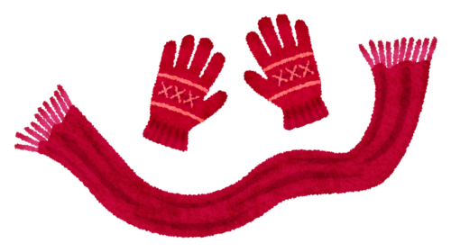 Knitted gloves and scarf clipart