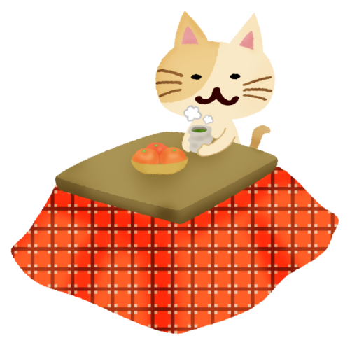 Kotatsu and cat clipart