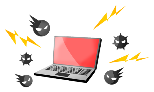 Laptop infected with viruses clipart