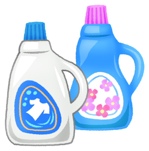 Liquid laundry detergent and fabric softner clipart