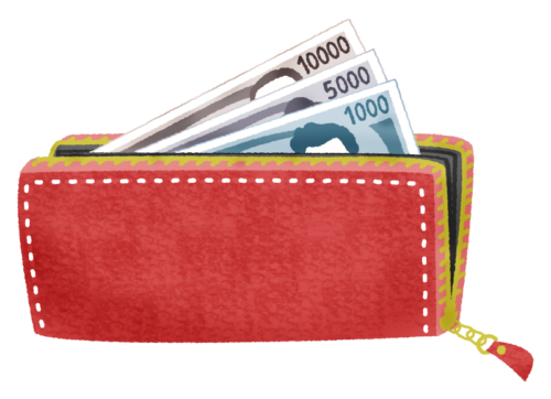 Money in a wallet clipart