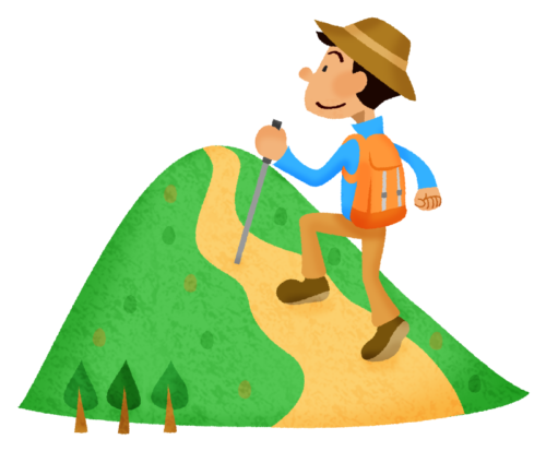 Man hiking in mountain clipart