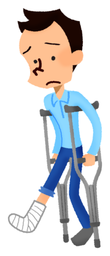Man with crutches clipart