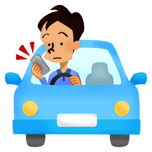 Man using a cell phone while driving clipart