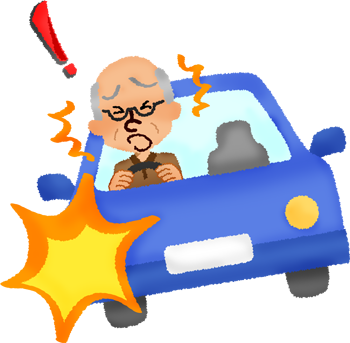 Elderly man about to cause accident clipart