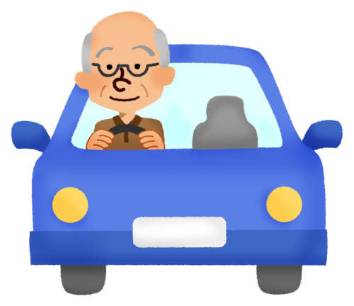 Elderly man driving a car clipart
