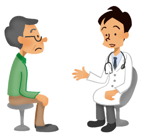 Senior man receiving a medical consultation with doctor clipart