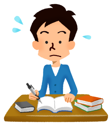 Smiling man studying hard clipart