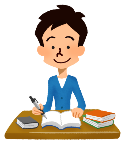 Smiling man studying clipart