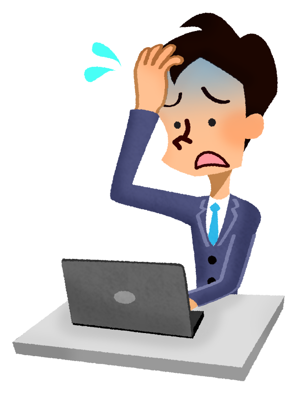 Free Clipart of Panicked businessman in front of laptop