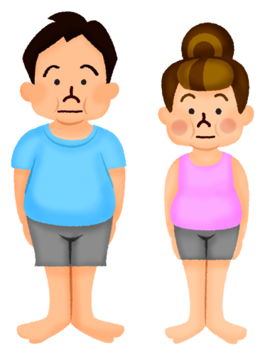Overweight man and woman clipart