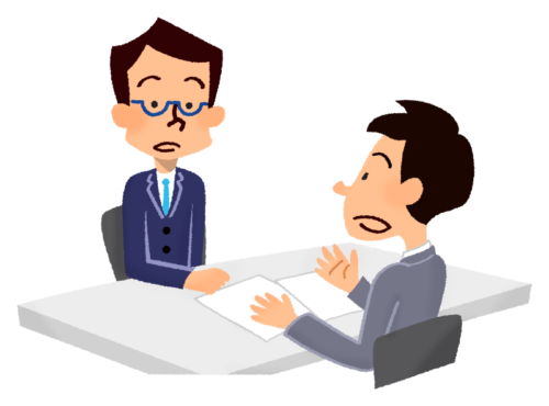 Two businessmen having a meeting clipart