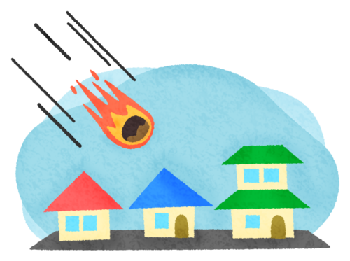 Meteor and houses clipart