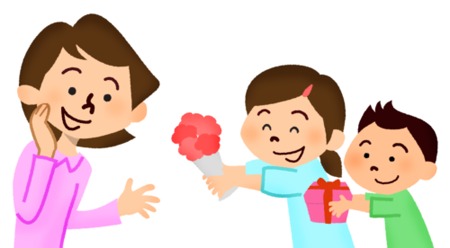 Mother’s Day (Children giving gift to mom) clipart