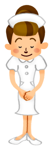 Nurse bowing to apologize clipart