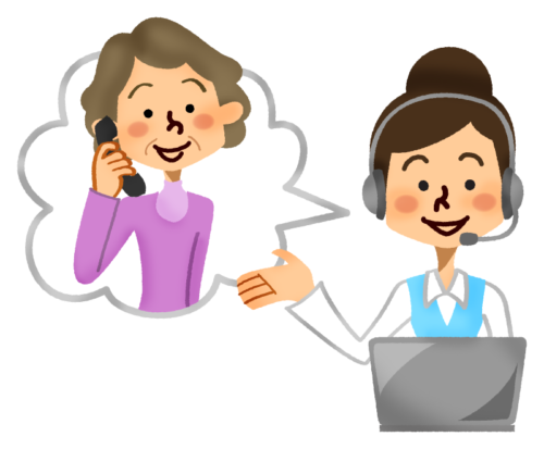 Call center operator talking with senior woman clipart
