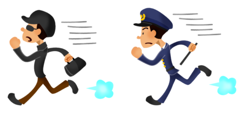 Police officer chasing criminal clipart