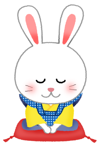 rabbit in kimono (Fukusuke doll) 2 clipart